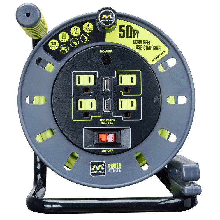 Luceco Masterplug 50Ft Extension Cord Reel W USB & Reviews Wayfair Canada